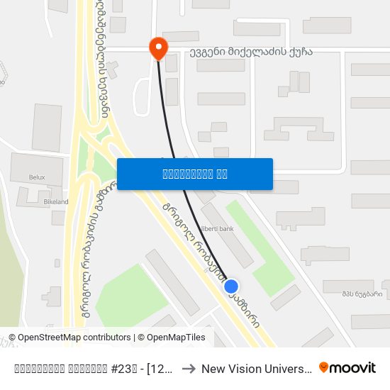 რობაქიძის გამზირი #23ა - [1208] to New Vision University map