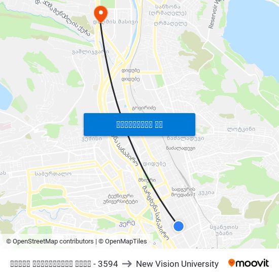 ზურაბ ჭავჭავაძის ქუჩა - 3594 to New Vision University map