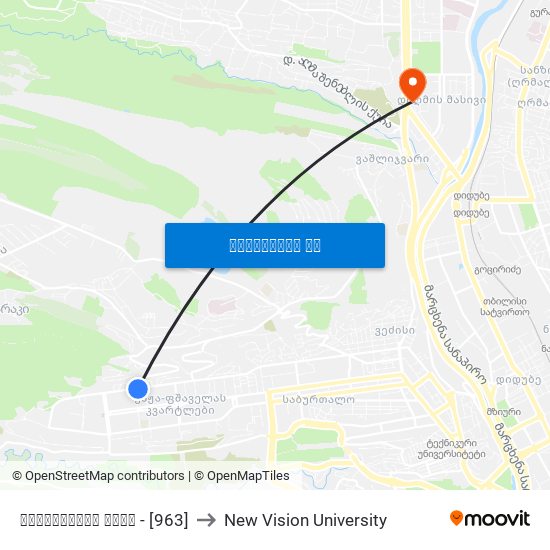 შავიშვილის ქუჩა - [963] to New Vision University map
