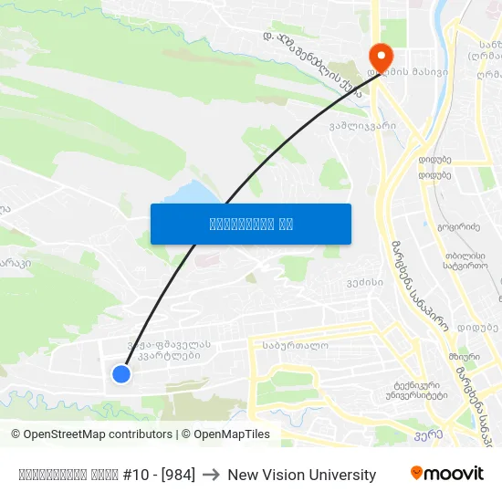 ქავთარაძის ქუჩა #10  - [984] to New Vision University map