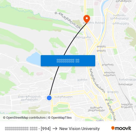 თამარაშვილის ქუჩა - [994] to New Vision University map