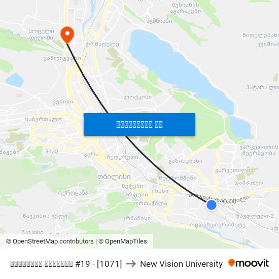 მოსკოვის გამზირი #19 - [1071] to New Vision University map