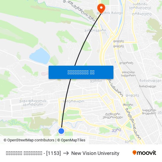სპორტის აკადემია - [1153] to New Vision University map
