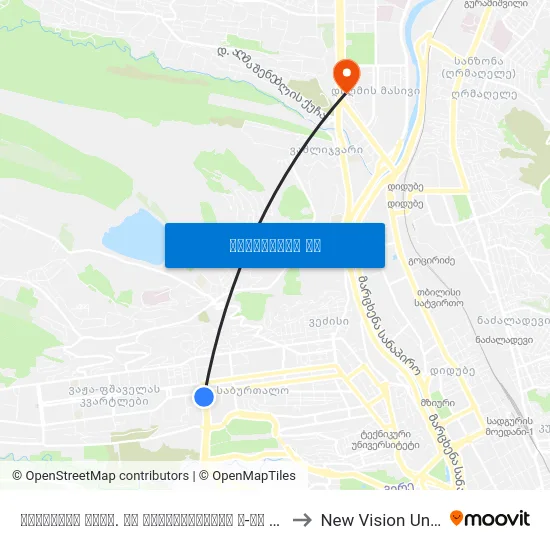 ყაზბეგის გამზ. და თამარაშვილის ქ-ის კვეთა - Id:1238 to New Vision University map