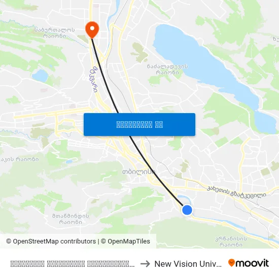 ორთაჭალის ცენტრალური ავტოსადგური - [1491] to New Vision University map