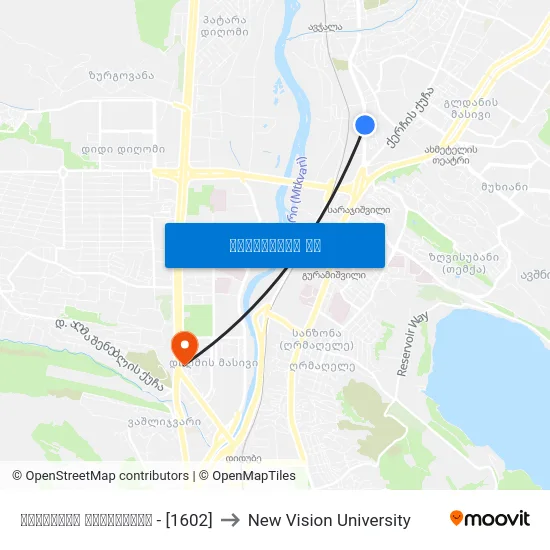 კონიაკის დასახლება - [1602] to New Vision University map