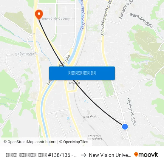 ცოტნე დადიანის ქუჩა #138/136 - [1740] to New Vision University map