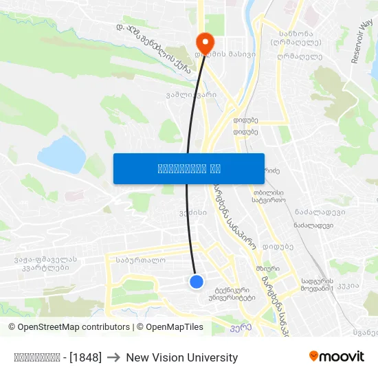 ბახტრიონი - [1848] to New Vision University map