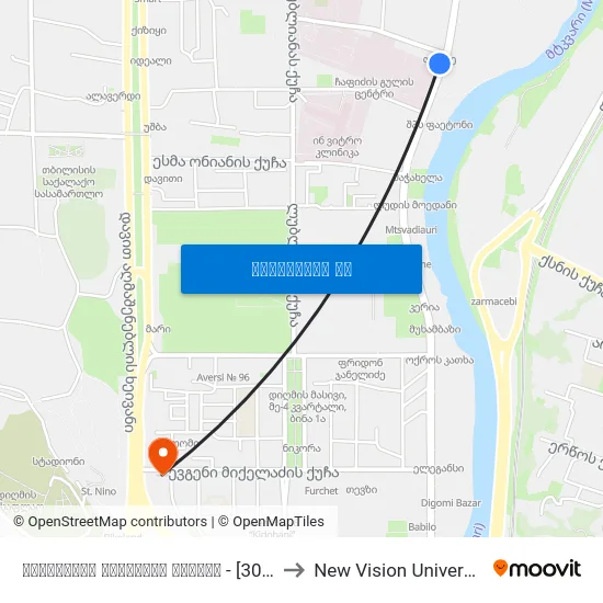 ქირურგიის  ეროვნული ცენტრი - [3042] to New Vision University map