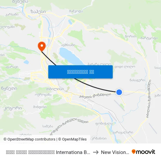 შავი ზღვის უნივერსიტეტი Internationa Black Sea University - Id:3206 to New Vision University map