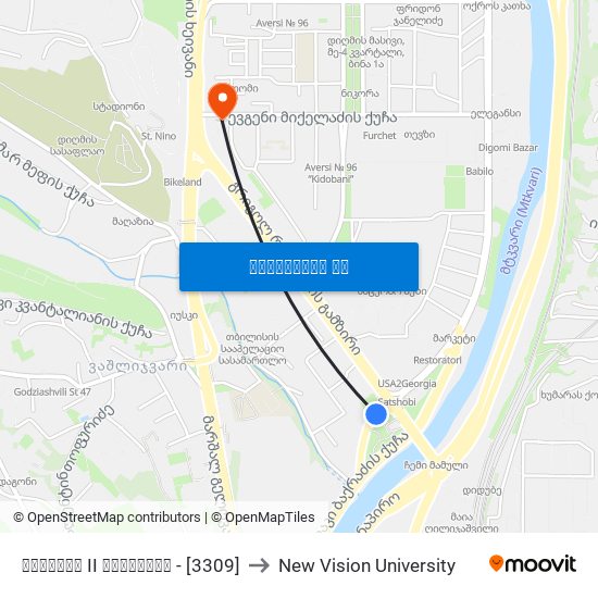 დიღომის II კვარტალი - [3309] to New Vision University map