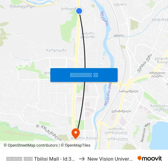 თბილისი მოლი Tbilisi Mall - Id:3473 to New Vision University map