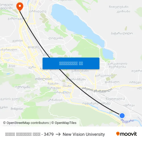 გაიოზ რექტორის ქუჩა - 3479 to New Vision University map