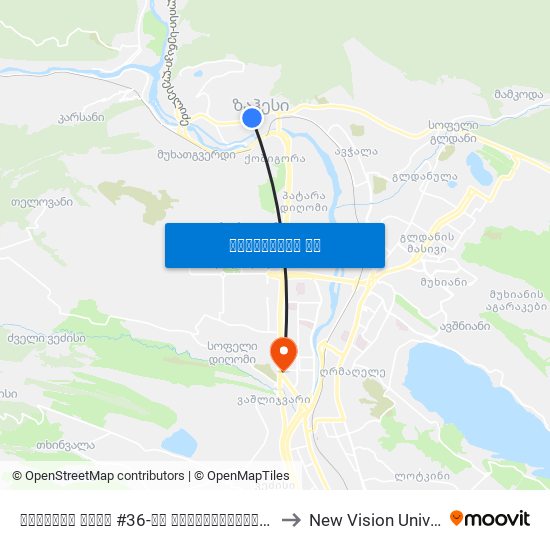 ავჭალის ქუჩა #36-ის მოპირდაპირედ - [3557] to New Vision University map
