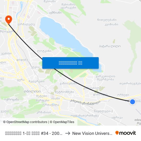 ქებურიას 1-ლი ქუჩა #34 - 20098 to New Vision University map