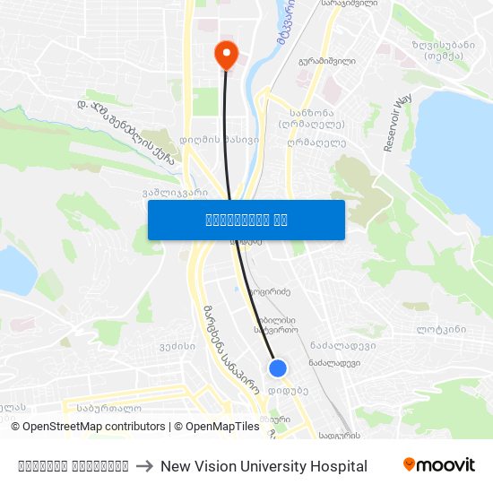 დიდუბის პანთეონი to New Vision University Hospital map