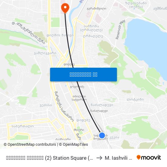 სადგურის მოედანი (2) Station Square (2) - Id:799 to M. Iashvili clinic map
