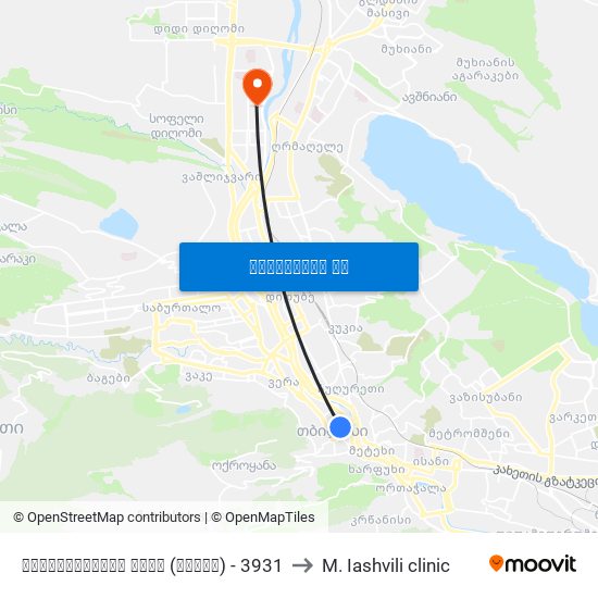ბარათაშვილის ქუჩა (კონკა) - 3931 to M. Iashvili clinic map