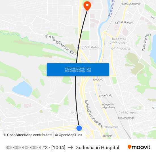 ყაზბეგის გამზირი #2 - [1004] to Gudushauri Hospital map