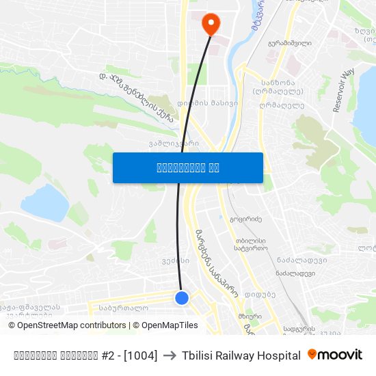 ყაზბეგის გამზირი #2 - [1004] to Tbilisi Railway Hospital map
