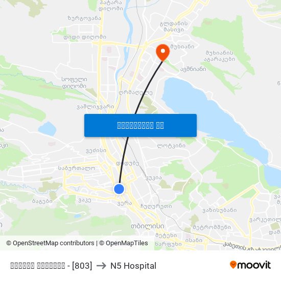 გმირთა მოედანი - [803] to N5 Hospital map