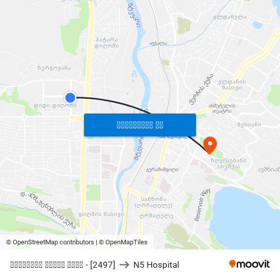 ფარნავაზ მეფის ქუჩა - [2497] to N5 Hospital map