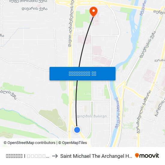 დიღომის I კვარტალი to Saint Michael The Archangel Hospital map