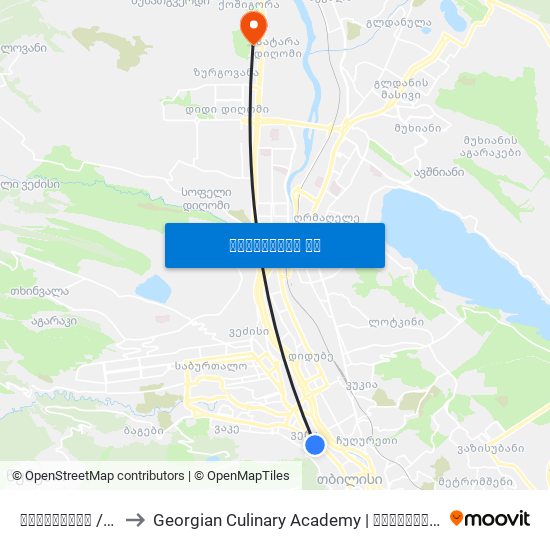 რუსთაველი  / Rustaveli to Georgian Culinary Academy | საქართველოს კულინარიის აკადემია map