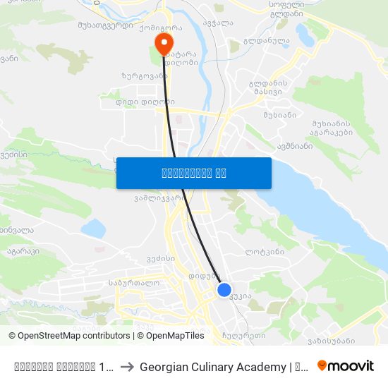 ვაგზლის მოედანი 1 / Station Square 1 to Georgian Culinary Academy | საქართველოს კულინარიის აკადემია map