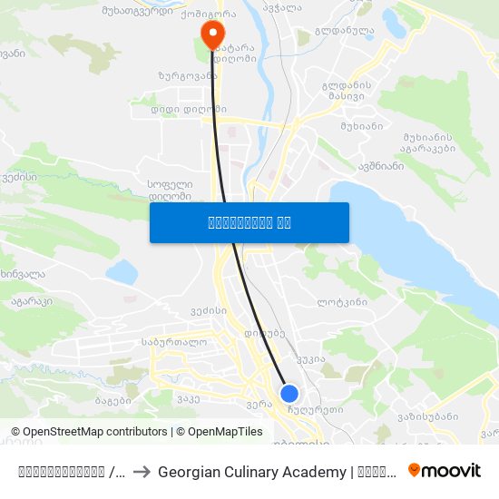 მარჯანიშვილი  / Marjanishvili to Georgian Culinary Academy | საქართველოს კულინარიის აკადემია map