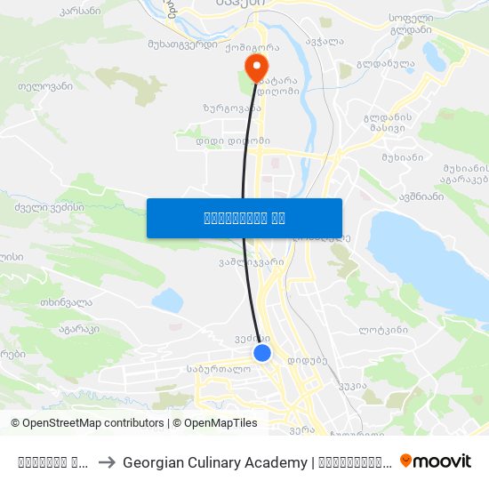 ცაგერის ქ. - 3844 to Georgian Culinary Academy | საქართველოს კულინარიის აკადემია map