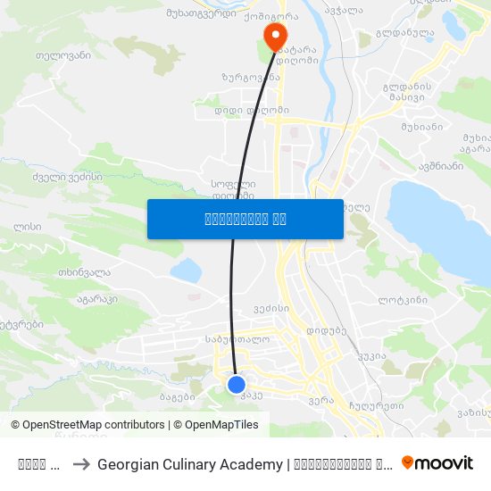 ვაკე Vake to Georgian Culinary Academy | საქართველოს კულინარიის აკადემია map