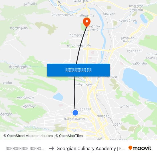 საბურთალოს სატელეფონო კვანძი - [943] to Georgian Culinary Academy | საქართველოს კულინარიის აკადემია map