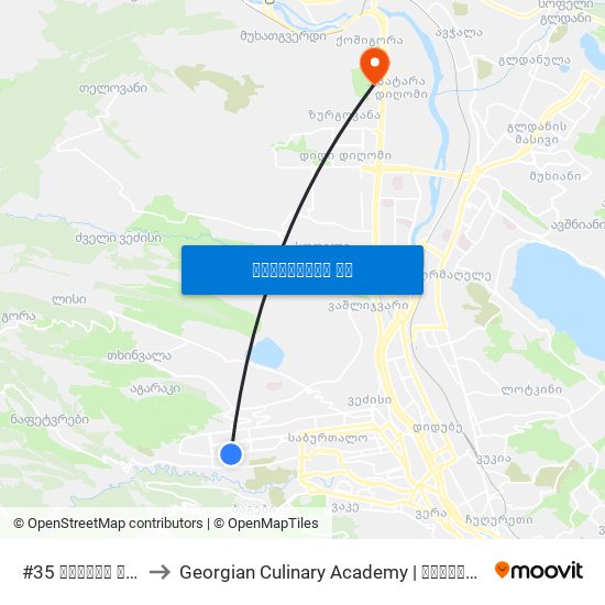 #35 საჯარო სკოლა  - [985] to Georgian Culinary Academy | საქართველოს კულინარიის აკადემია map