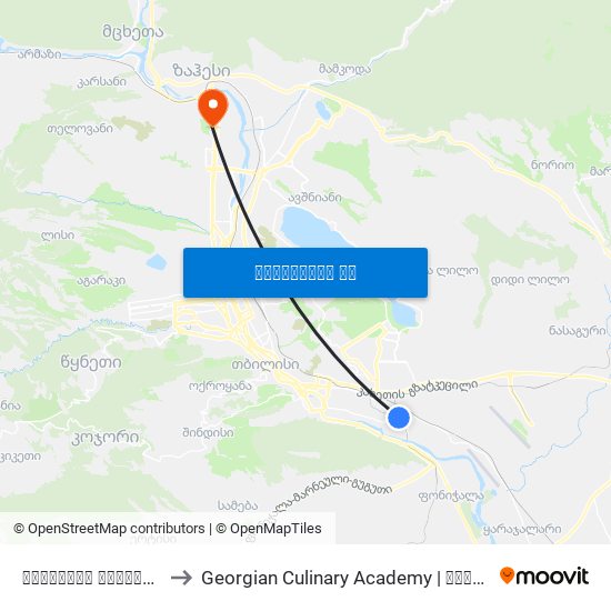 მოსკოვის გამზირი #39 - [1079] to Georgian Culinary Academy | საქართველოს კულინარიის აკადემია map