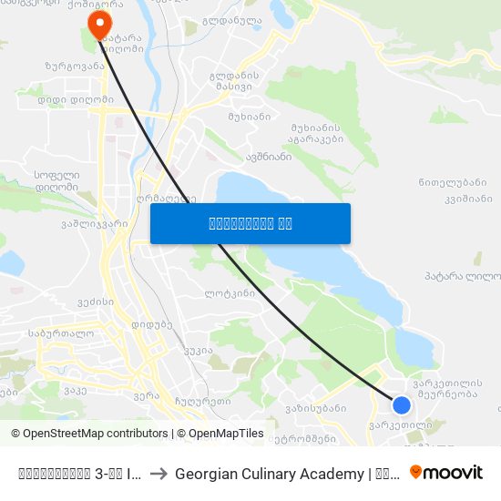 ვარკეთილის 3-ის II მ/რ #18 - [1335] to Georgian Culinary Academy | საქართველოს კულინარიის აკადემია map