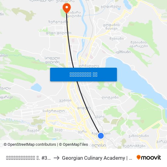 ჯავახიშვილის ქ. #3 (ჩხეიძის ქ.) - [2655] to Georgian Culinary Academy | საქართველოს კულინარიის აკადემია map