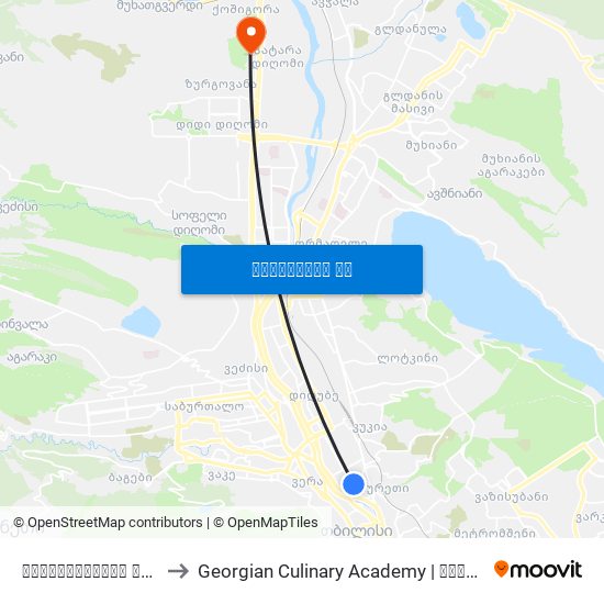 აღმაშენებლის გამზირი - [3415] to Georgian Culinary Academy | საქართველოს კულინარიის აკადემია map