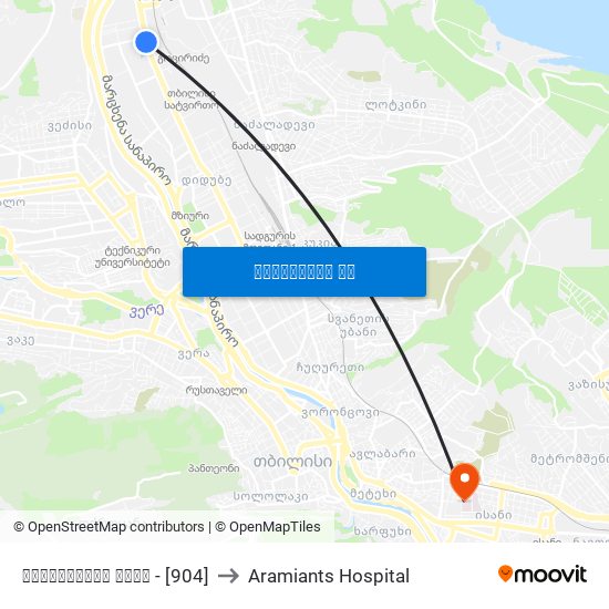 სამტრედიის ქუჩა - [904] to Aramiants Hospital map