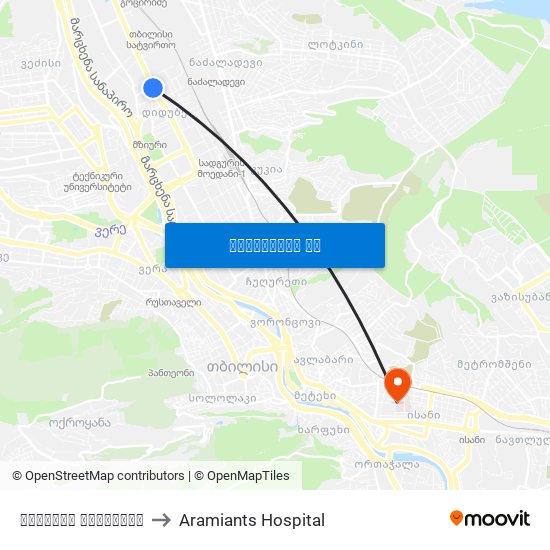 დიდუბის პანთეონი to Aramiants Hospital map