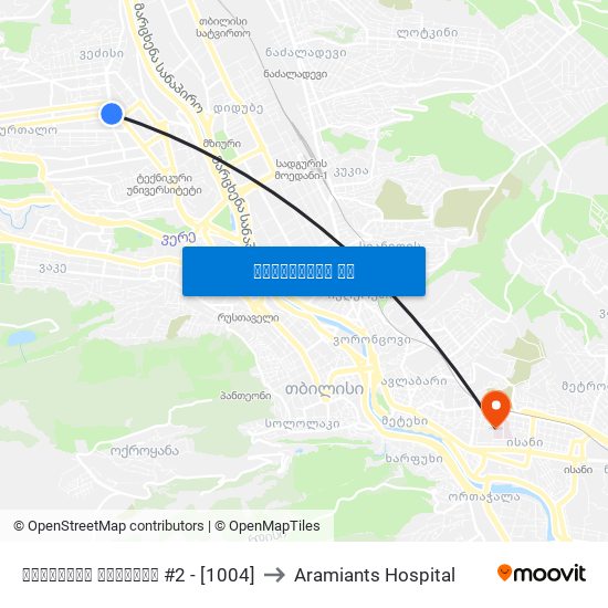 ყაზბეგის გამზირი #2 - [1004] to Aramiants Hospital map