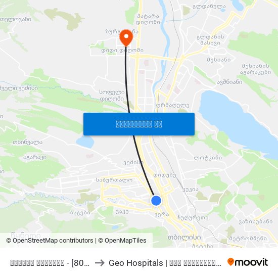 გმირთა მოედანი - [803] to Geo Hospitals | ჯეო ჰოსპიტალსი map