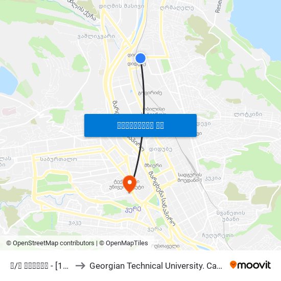 მ/ს დიდუბე - [1422] to Georgian Technical University. Campus 1 map