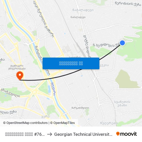 ხუდადოვის ქუჩა #76 - [3457] to Georgian Technical University. Campus 1 map