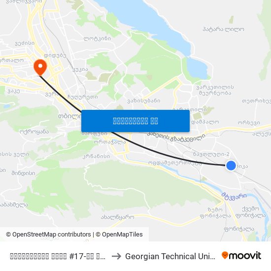 გუმათჰესის ქუჩა #17-ის მოპირდაპირედ - 4067 to Georgian Technical University. Campus 1 map