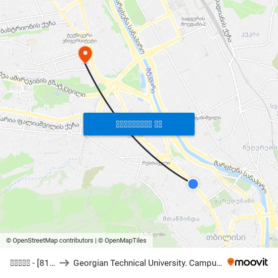 ოპერა - [817] to Georgian Technical University. Campus 1 map
