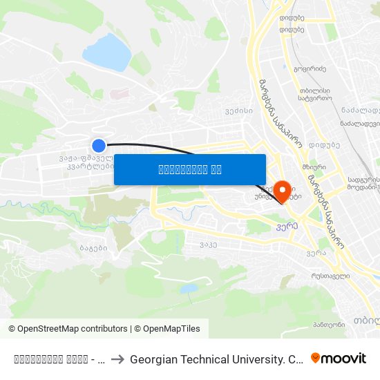 ძოწენიძის ქუჩა - [957] to Georgian Technical University. Campus 1 map
