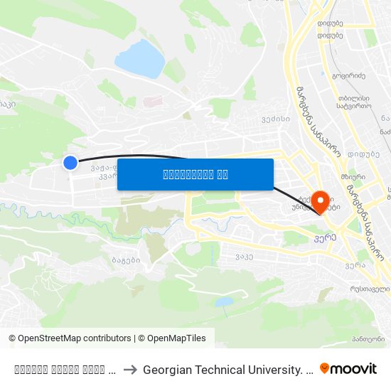 სანდრო ეულის ქუჩა Id: 962 to Georgian Technical University. Campus 1 map