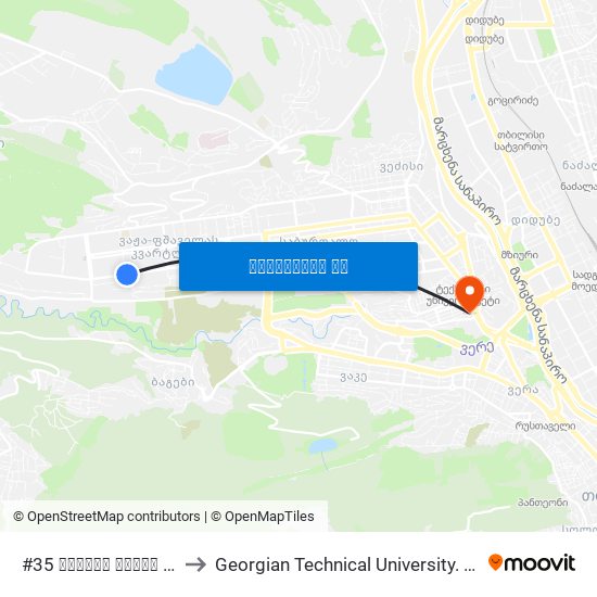 #35 საჯარო სკოლა  - [985] to Georgian Technical University. Campus 1 map