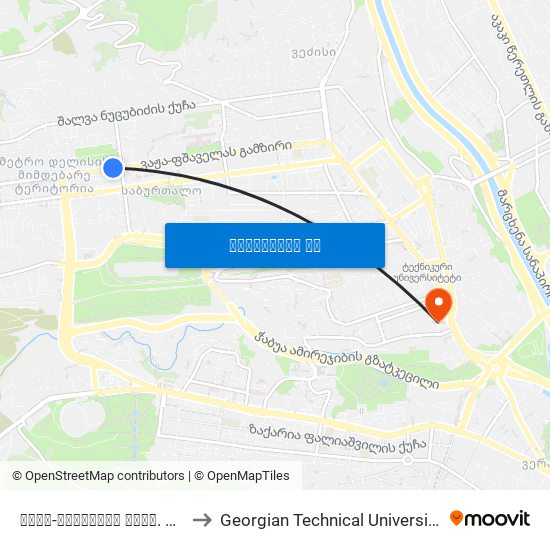 ვაჟა-ფშაველას გამზ. #35 - [997] to Georgian Technical University. Campus 1 map